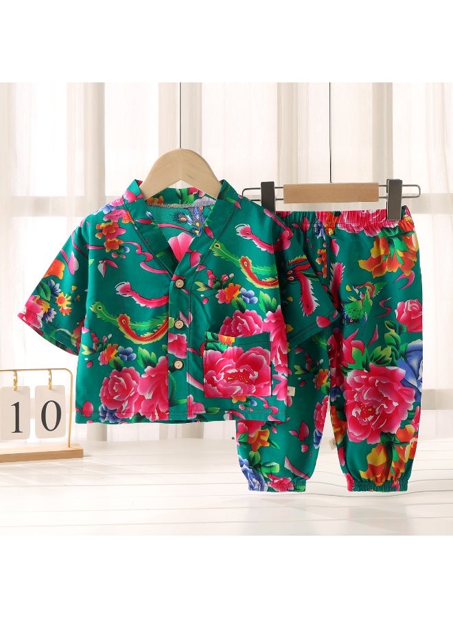 2-Piece Sets Summer Kids Sleepwear  Printed Short Sleeve Pants Cute Comfortable Loungewear Suits Night Clothes - Image 1