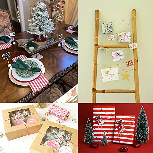 Benvo Pack of 2 Green White Cotton Twine and Red White Packing String Christmas Xmas Twine Rope Ribbon Cord for Baking, Butchers, DIY Crafts Wrapping Ornaments Hanging 656 ft Long - Image 5