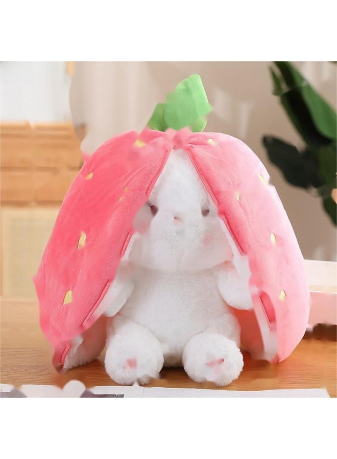 Strawberry And Carrot Rabbit Doll Cushion Toy Flip Design Plush Animal Shaped Stuffed Toy With Transforming Feature For Kids-Specifications:18 Strawberries-Color:Single Vacuum - Image 5