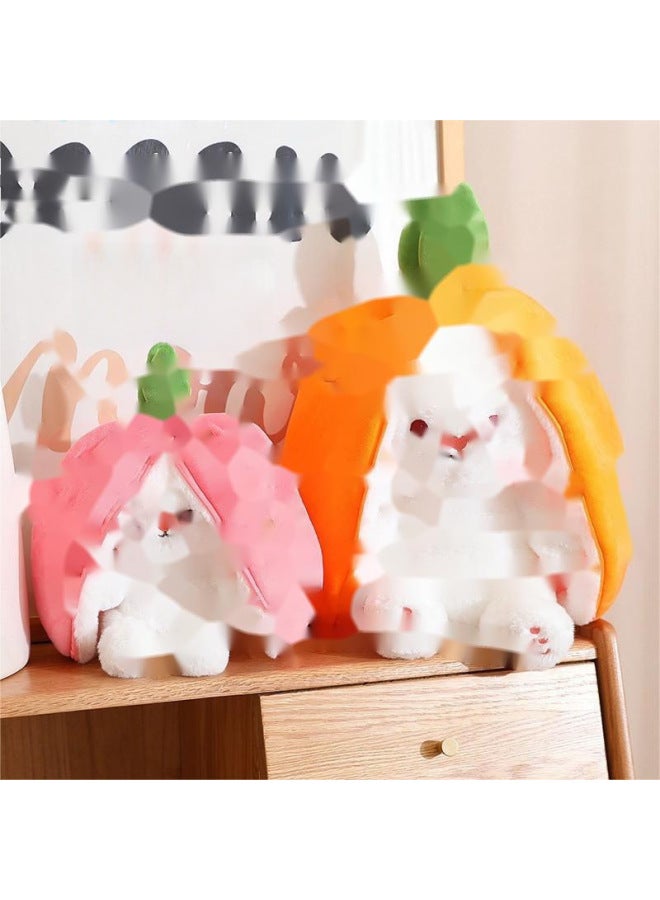 Strawberry And Carrot Rabbit Doll Cushion Toy Flip Design Plush Animal Shaped Stuffed Toy With Transforming Feature For Kids-Specifications:18 Strawberries-Color:Single Vacuum - Image 2