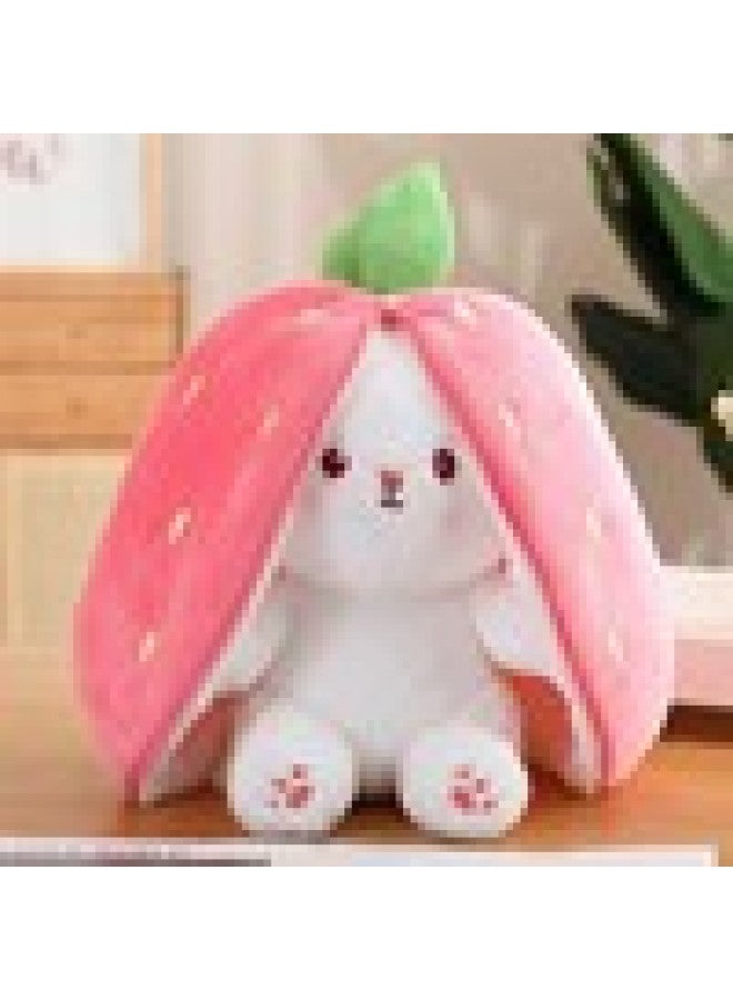 Strawberry And Carrot Rabbit Doll Cushion Toy Flip Design Plush Animal Shaped Stuffed Toy With Transforming Feature For Kids-Specifications:18 Strawberries-Color:Single Vacuum - Image 1