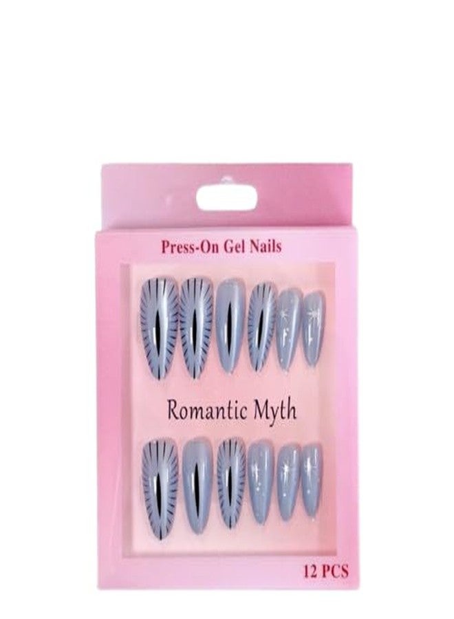 FICTIOUS 12PCS Reusable Magnetic Cat Eye Press-On Nails - High Shine Illusion Gel Nail Tips for Women & Girls, Premium Artificial Nails (Multicolor & Multidesign - As Per Stock Availability) - Image 1