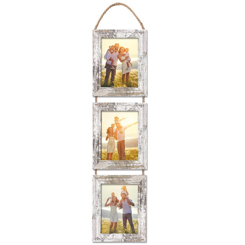 VMUZEDER 5x7 Wall Hanging Picture Frames Collage with 3 Opening White Frames - Image 1