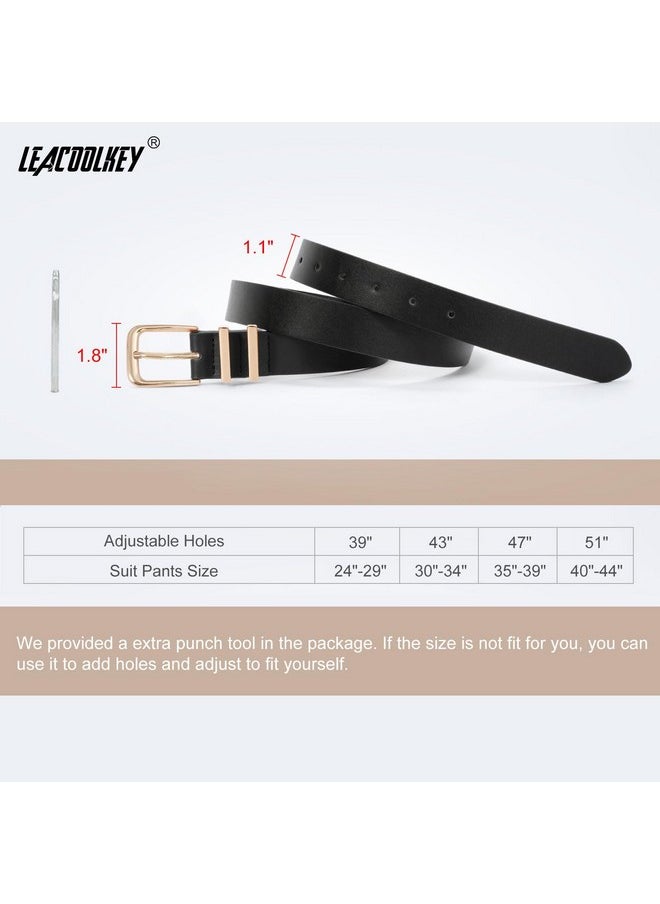 LEACOOLKEY - Women Leather Belt With Gold Buckle Fashion Ladies Leather Waist Belt For Jeans Dress - Image 1