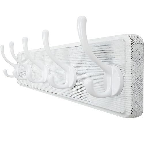 WEBI Coat Rack Wall MountCoat Hooks Wall Mounted16 Hole to HoleLarge Coat Hanger Wall Hook Rack5 Hooks for Hanging CoatsHatsJacketClothesWhite