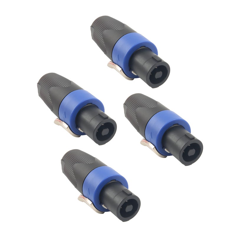 Devinal Professional SpeakOn Speaker Adapter Connectors 4 Pole Plug Twist Lock Compatible with Neutrik Speakon NA4LJ, NA4LJX, NL4MP, NL4MPR, NL4FC, NL4FX, NL4 Series, Speak-On- 4 Pack - Image 1