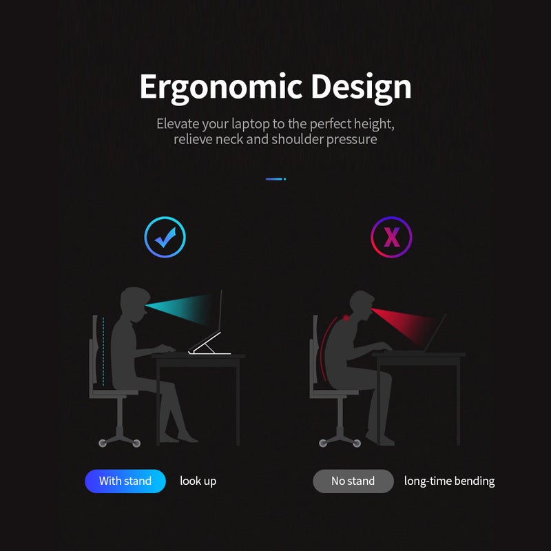حامل لابتوب بارتفاع قابل للتعديل أسود - Image 3