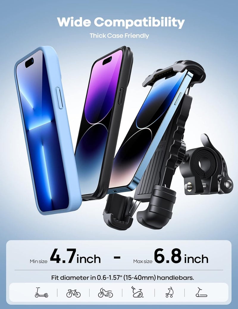 Lamicall Bike Phone Holder, Motorcycle Phone Mount - Motorcycle Handlebar Cell Phone Clamp, Scooter Phone Clip for Phone 11 / Phone 11 Pro Max, S9, S10 and More 4.7" - 6.8" Cellphone - Image 3