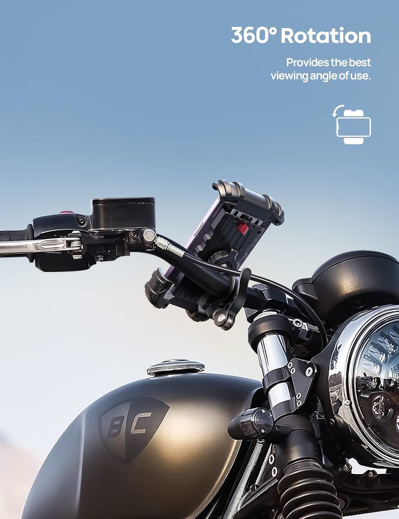 Lamicall Bike Phone Holder, Motorcycle Phone Mount - Motorcycle Handlebar Cell Phone Clamp, Scooter Phone Clip for Phone 11 / Phone 11 Pro Max, S9, S10 and More 4.7" - 6.8" Cellphone - Image 4