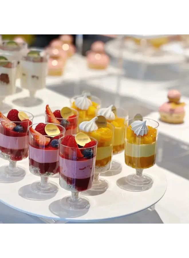50pcs Mini Dessert Cups With Spoons 3.5oz Plastic Reusable Shot Glasses for Party - Image 1