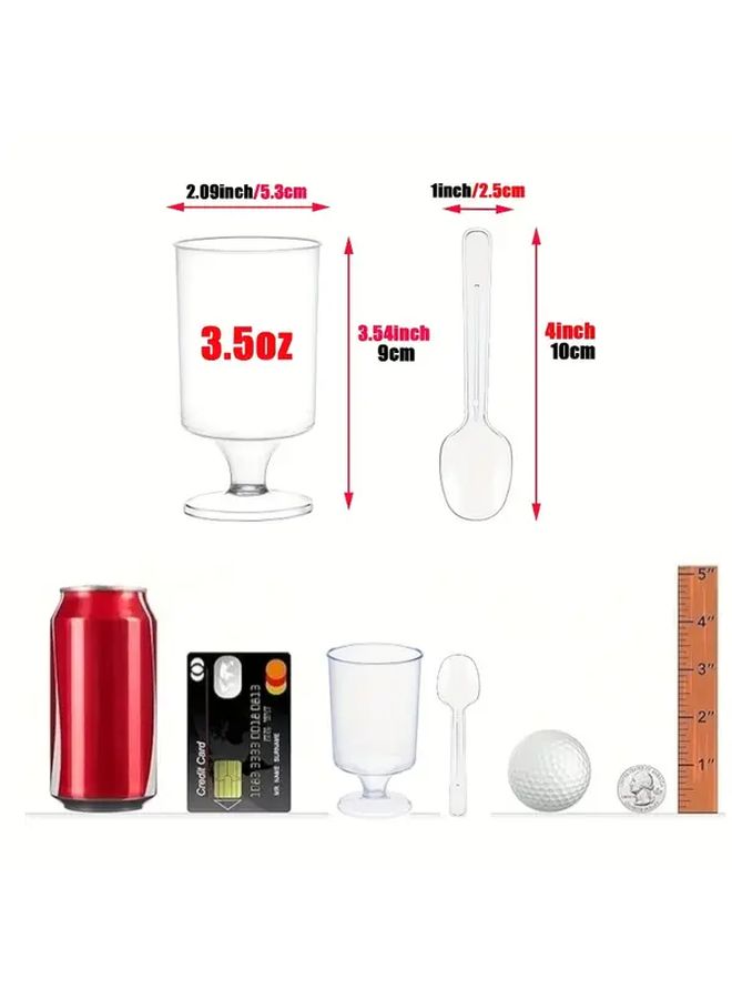 50pcs Mini Dessert Cups With Spoons 3.5oz Plastic Reusable Shot Glasses for Party - Image 3