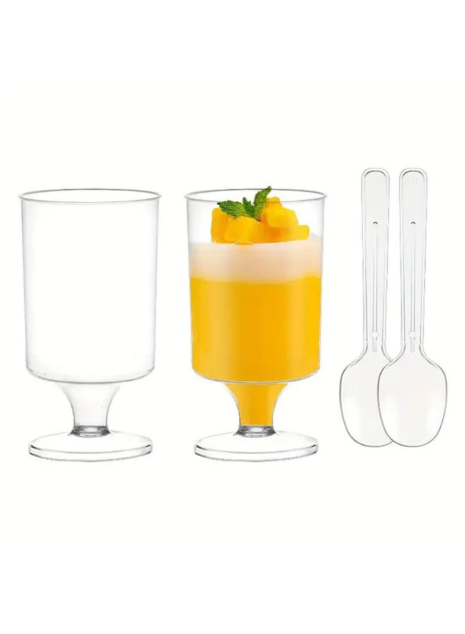 50pcs Mini Dessert Cups With Spoons 3.5oz Plastic Reusable Shot Glasses for Party - Image 5