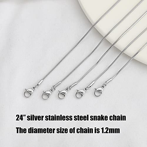 Lezam 12 Pcs 24" 1.2mm Necklace Chains Bulk Stainless Steel Snake Chain Necklace for DIY Jewelry Making Accessories - Image 3