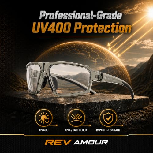 EYEGLAD REV Amour Z87+ Safety Glasses, UV400 Polycarbonate Impact-Resistant Safety Sunglasses, Anti-Scratch & Anti-Oil, Protective Industrial Work & Outdoor Riding Eyewear (Glass Trace) - Image 5