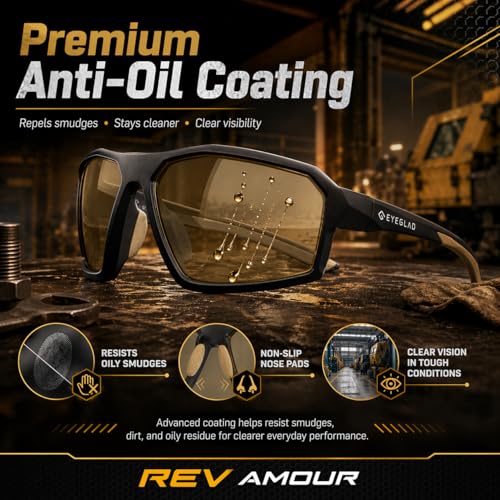 EYEGLAD REV Amour Z87+ Safety Glasses, UV400 Polycarbonate Impact-Resistant Safety Sunglasses, Anti-Scratch & Anti-Oil, Protective Industrial Work & Outdoor Riding Eyewear (Glass Trace) - Image 3
