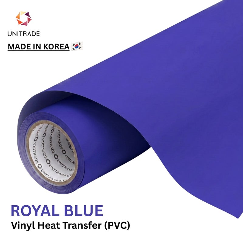 يونيترايد UNITRADE® رول فينيل نقل حراري Easy Cut (PVC) باللون الأزرق الملكي / متوافق مع Cricut وSilhouette وآلات القص الاحترافية / معتمد CPSIA / صنع في كوريا - Image 1