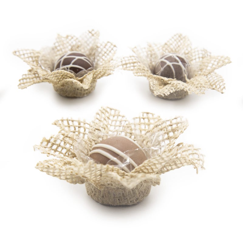 Truffilio Handmade Fabric Truffle Cups  Truffle Liners  Truffle Wrappers  Fominhas  Candy cups  Forminhas de Brigadeiro  Candy liners  Pack of 20  Truffilio Jute Fabric Natural 