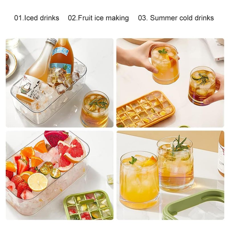 MEZON Ice Cube Tray with Bin and Shovel 32 Grid Ice Box with Lids Square Easy Release Flexible Cube Trays with Spill Resistant Removable Lid for Home Kitchen - Image 5