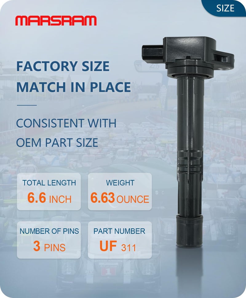 Marsram Ignition Coil Pack UF311 Compatible with Honda & Acura, 2002-2009 CRV 2.4L, 2003-2007 Accord 2.4L, 2003-2011 Element 2.4L, 2002-2006 RSX 2.0L, 2002-2008 Civic 2.0L, 2004-2005 S2000 2.2L 4PCS - Image 3