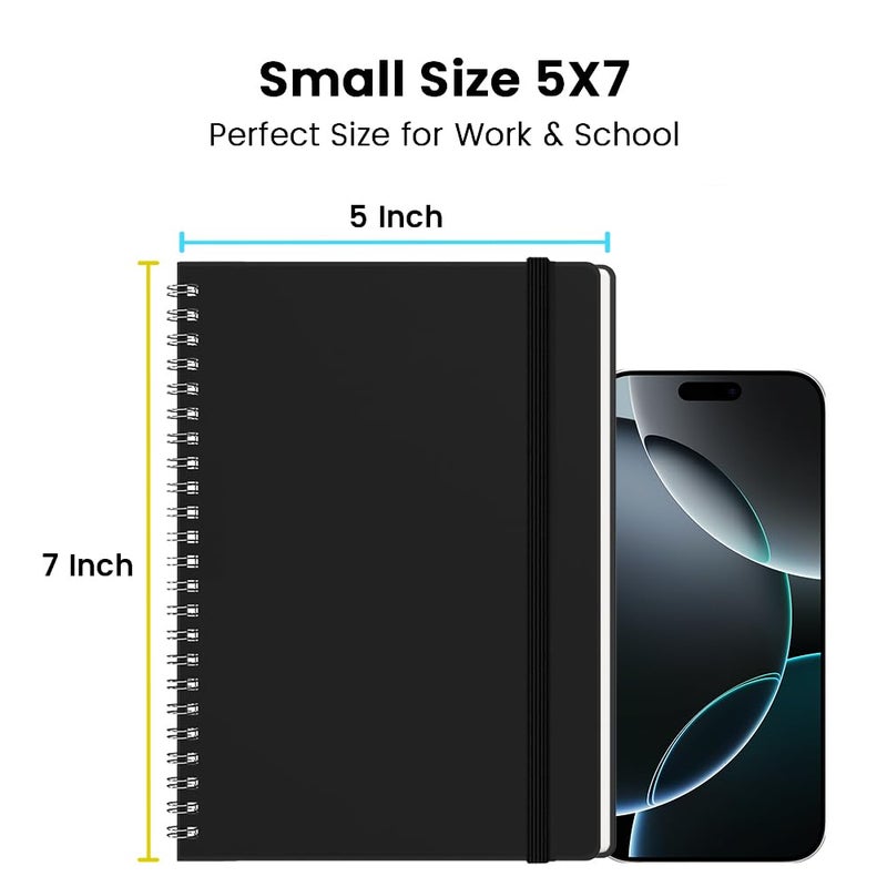 BEYONG Spiral Journal Notebook - 2 Pack Small Size, Lined Journals for Writing, Journaling, Note Pad, Diary, Work & School, Men & Women (Black, 5x7) - Image 5