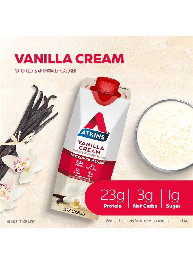 Atkins - Vanilla Cream Meal Size Protein Shake, 23g Protein, Low Glycemic, 3g Carb, 1g Sugar, Keto Friendly - Image 1