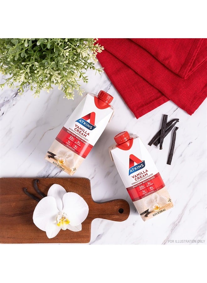 Atkins - Vanilla Cream Meal Size Protein Shake, 23g Protein, Low Glycemic, 3g Carb, 1g Sugar, Keto Friendly - Image 1