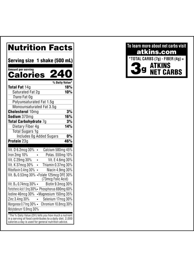 Atkins - Vanilla Cream Meal Size Protein Shake, 23g Protein, Low Glycemic, 3g Carb, 1g Sugar, Keto Friendly - Image 1