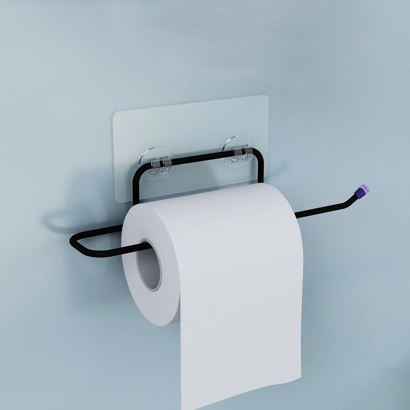 Planet Self Adhesive GI Steel No Drill Toilet Paper HolderTissue Paper Roll HolderHangerTowel Bar Stand for Bathroom Accessories Pack of 3 Black - Image 2
