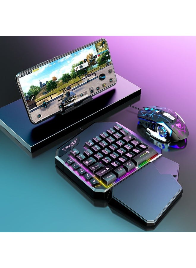 ت-WOLF ت19 لوحة مفاتيح ألعاب بيد واحدة - لوحة مفاتيح صغيرة مصممة خصيصًا لمحترفي الألعاب - Image 4