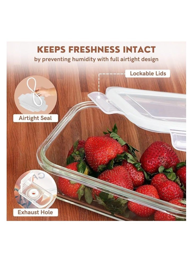 Glass Food Storage Containers with Leakproof Lids, Set of 3 Microwave, Oven up to 400 Degree, Refrigerator and Dishwasher Safe, 410ml - 680ml - 1040ml (Light Green) - Image 3