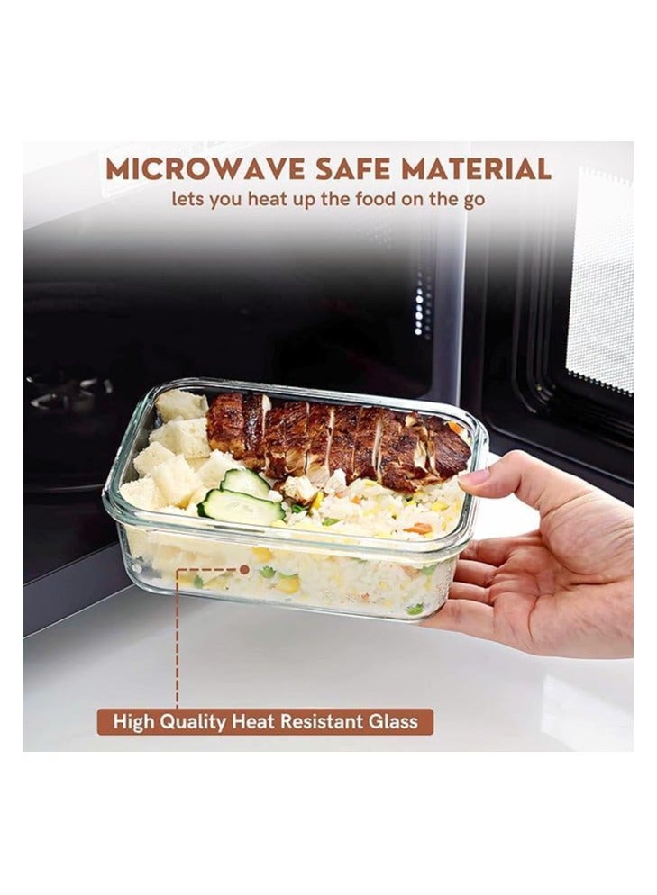 Glass Food Storage Containers with Leakproof Lids, Set of 3 Microwave, Oven up to 400 Degree, Refrigerator and Dishwasher Safe, 410ml - 680ml - 1040ml (Light Green) - Image 4