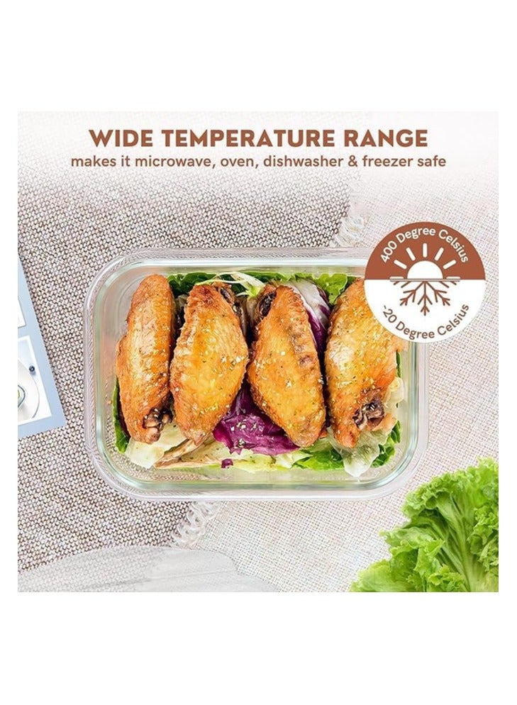 Glass Food Storage Containers with Leakproof Lids, Set of 3 Microwave, Oven up to 400 Degree, Refrigerator and Dishwasher Safe, 410ml - 680ml - 1040ml (Light Green) - Image 5