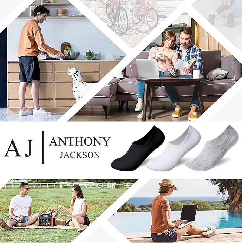 Anthony Jackson 10 Pairs Boxed Bamboo Premium Men-Women Seamless Invisible Non-Slip Silicone Ballerina Socks Brook