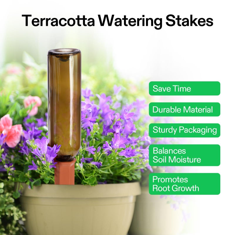 VIVOSUN 10Pcs Self-Watering Spikes, 7 Inch Hexagonal Terracotta Watering Stakes, Auto-Water Device, Planter Insert for Indoor & Outdoor Potted Plants, 10-Pack - Image 2