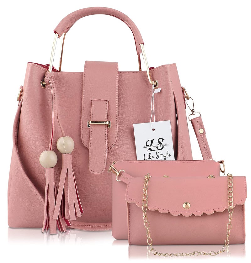 Like Style حقائب يد نسائية من جلد PU مع إغلاق بفلاب، حقيبة كتف رسمية وعادية للسيدات، مجموعة من 3 - Image 1