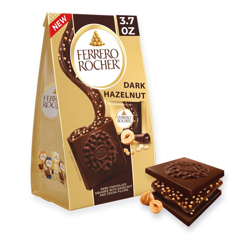 Ferrero Rocher Premium Dark Hazelnut chocolate squares, Individually Wrapped Chocolates, Great for Sharing or Gifting, 3.7 oz - Image 1