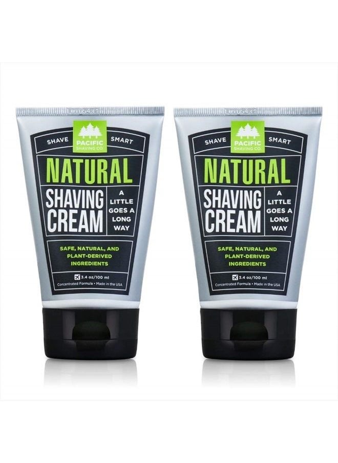 pacific shaving company - Natural Shaving Cream - Shea Butter + Vitamin E Shave Cream for Hydrated Sensitive Skin - Clean Formula for Smooth, Anti-Redness + Irritation-Free Shave Cream (3.4 Oz, Two-Pack - Image 1
