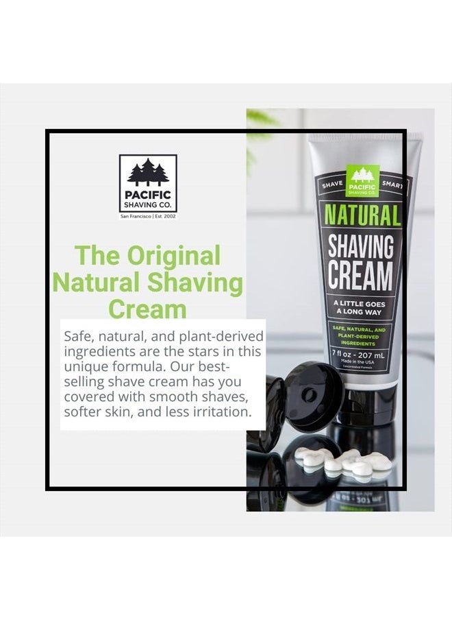 pacific shaving company - Natural Shaving Cream - Shea Butter + Vitamin E Shave Cream for Hydrated Sensitive Skin - Clean Formula for Smooth, Anti-Redness + Irritation-Free Shave Cream (3.4 Oz, Two-Pack - Image 1