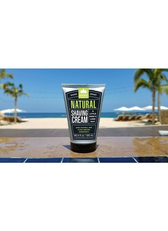 pacific shaving company - Natural Shaving Cream - Shea Butter + Vitamin E Shave Cream for Hydrated Sensitive Skin - Clean Formula for Smooth, Anti-Redness + Irritation-Free Shave Cream (3.4 Oz, Two-Pack - Image 1
