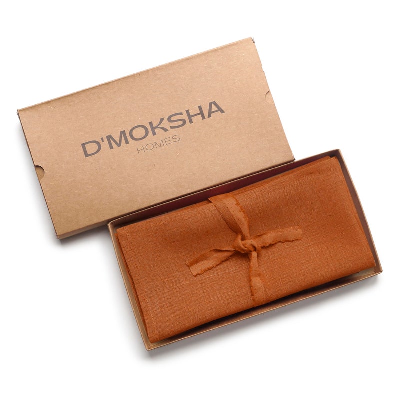 D'Moksha Homes D'Moksha Homes Linen Dinner Napkins 18 x 18 Inch - 100% Pure Linen Rust Napkins Set of 8 - Washable Rust Cloth Napkins for Easter  - Image 3