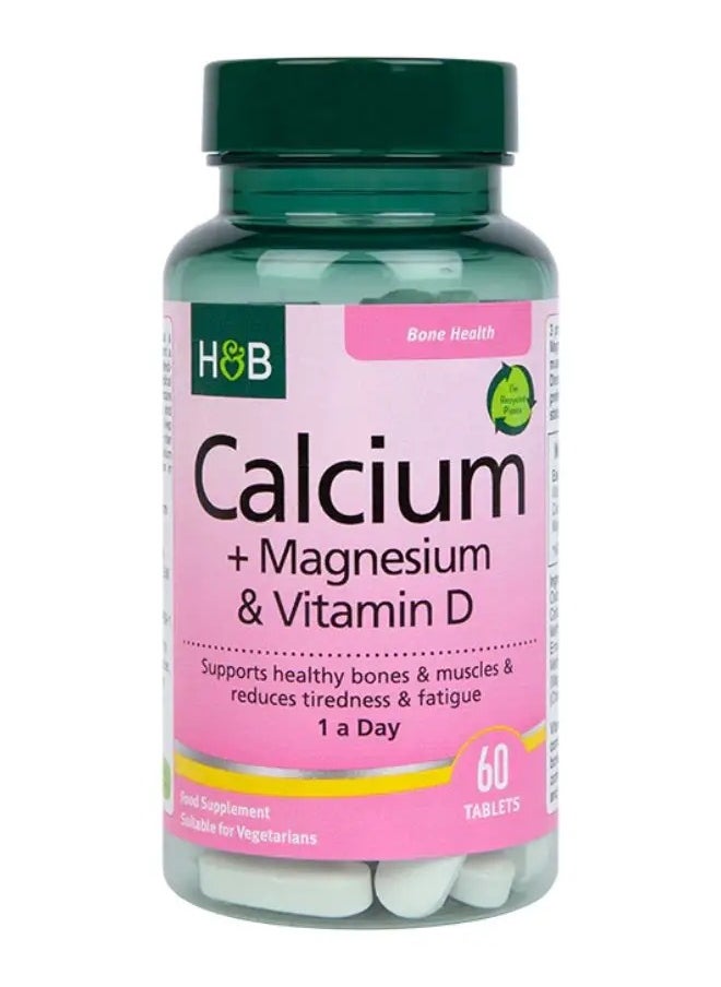 H&B H&B Calcium + Magnesium & Vitamin D Tablets For Energy, Healthy Bones & Muscles, Pack of 60's 