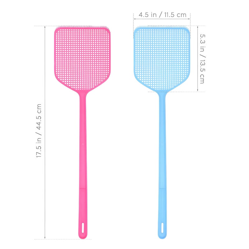 Plastic Fly Swatter - Long-handle design with fine mesh and sawtooth edge for superior fly capture, flexible durable build in assorted colors, 3-pack for home and outdoor use. - Image 4