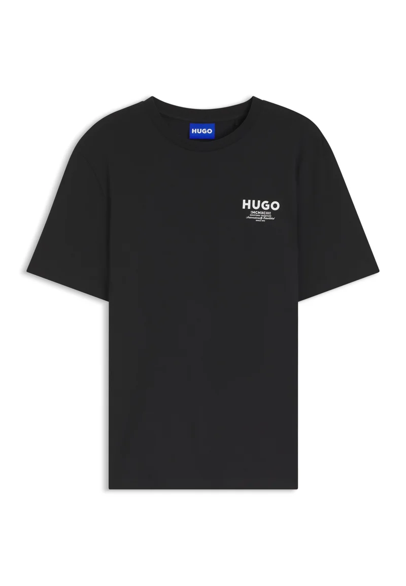 HUGO Black Regular-fit cotton T-shirt with logo print for Men | Best Price UAE