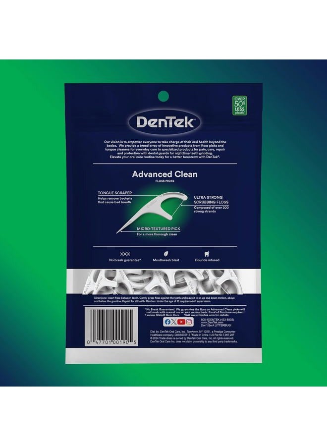 Dentek Triple Clean Advanced Clean Floss Picks, No Break & No Shred Floss, 90 Count, 6 Pack - Image 2
