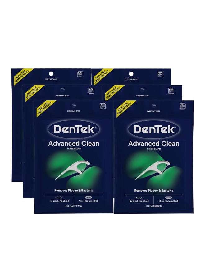 Dentek Triple Clean Advanced Clean Floss Picks, No Break & No Shred Floss, 90 Count, 6 Pack - Image 1
