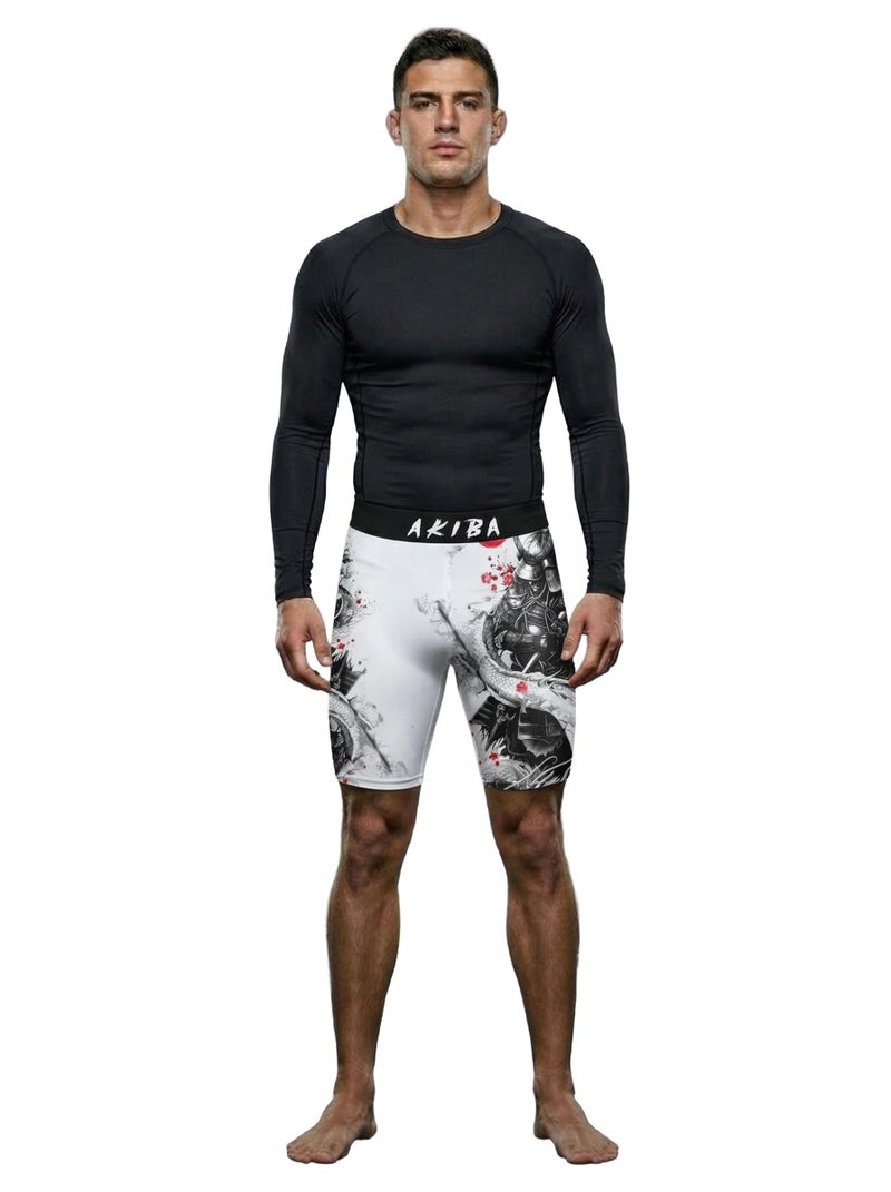 AKIBA Sport Performance Compression Unisex Shorts for MMA,Cycling, Martial Arts,Gym, Cage Fight, Muay Thai, BJJ, Boxing, and Grappling (36) White - Image 1