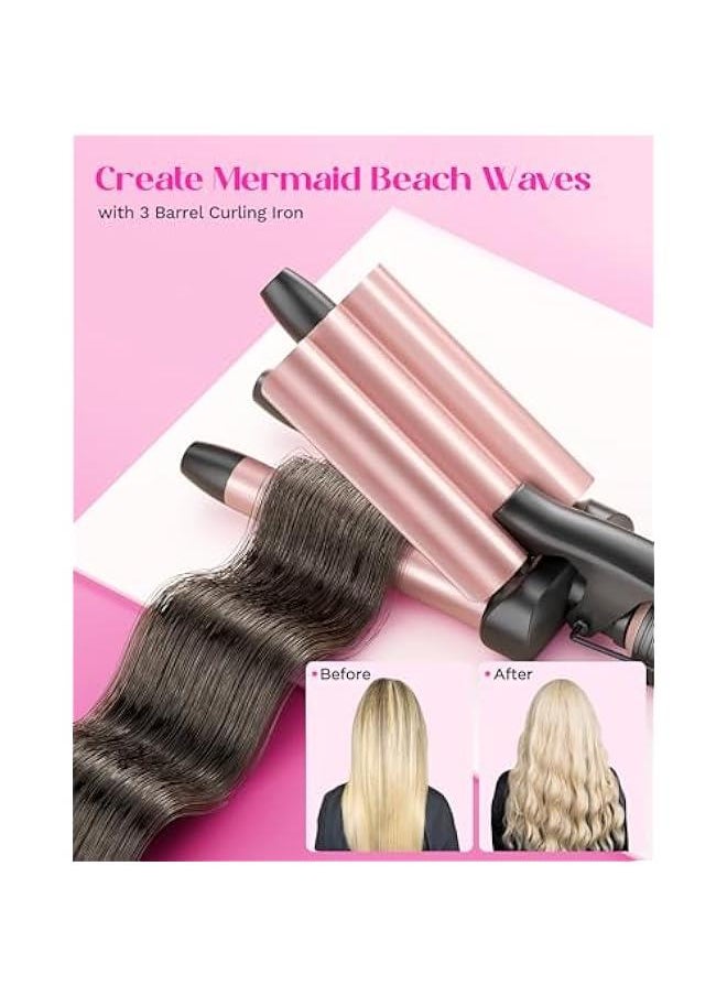 Arabest - Wavytalk 5 in 1 Curling Wand Set with 5 Interchangeable Barrels, Thermal Brush, Hair Crimper, and 3 Ceramic Curling Wands (0.5-1.25), Dual Voltage, Rose Pink - Image 1