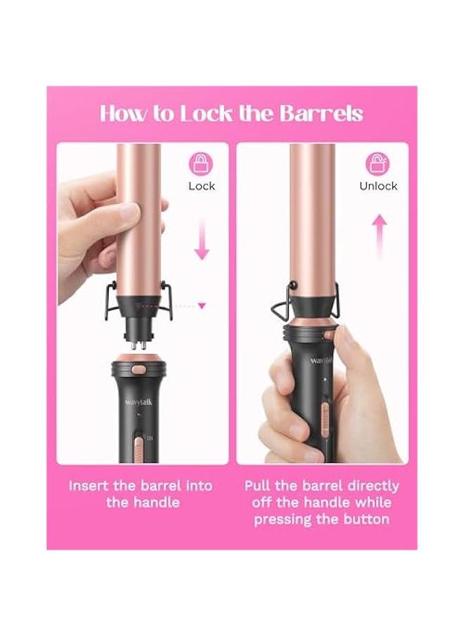 Arabest - Wavytalk 5 in 1 Curling Wand Set with 5 Interchangeable Barrels, Thermal Brush, Hair Crimper, and 3 Ceramic Curling Wands (0.5-1.25), Dual Voltage, Rose Pink - Image 1