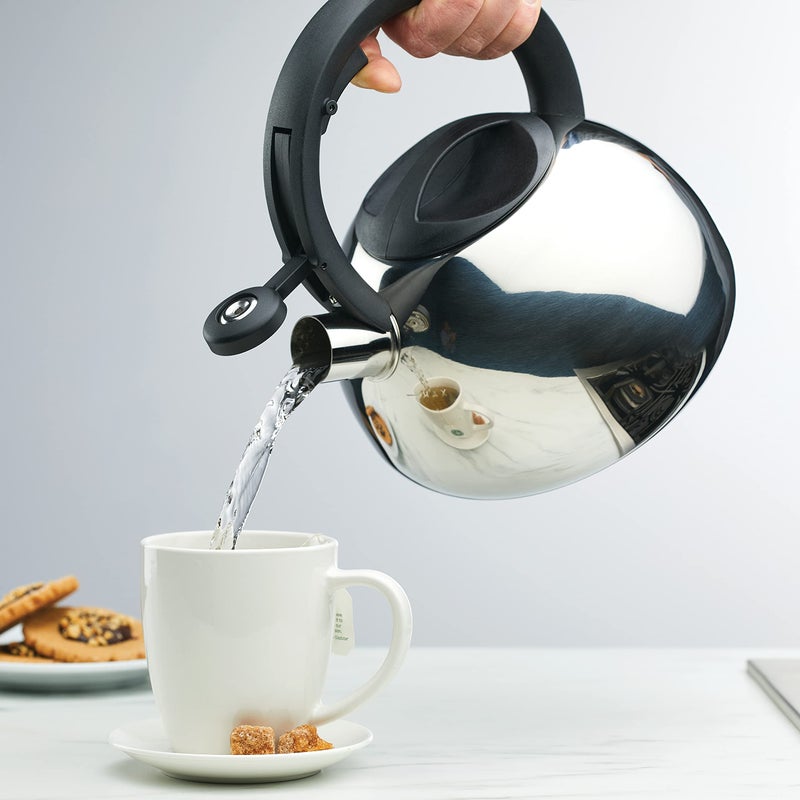 Farberware Teakettles Stainless Steel Egg-Shaped Whistling Tea Kettle, 2.3 Quart, Silver - Image 2
