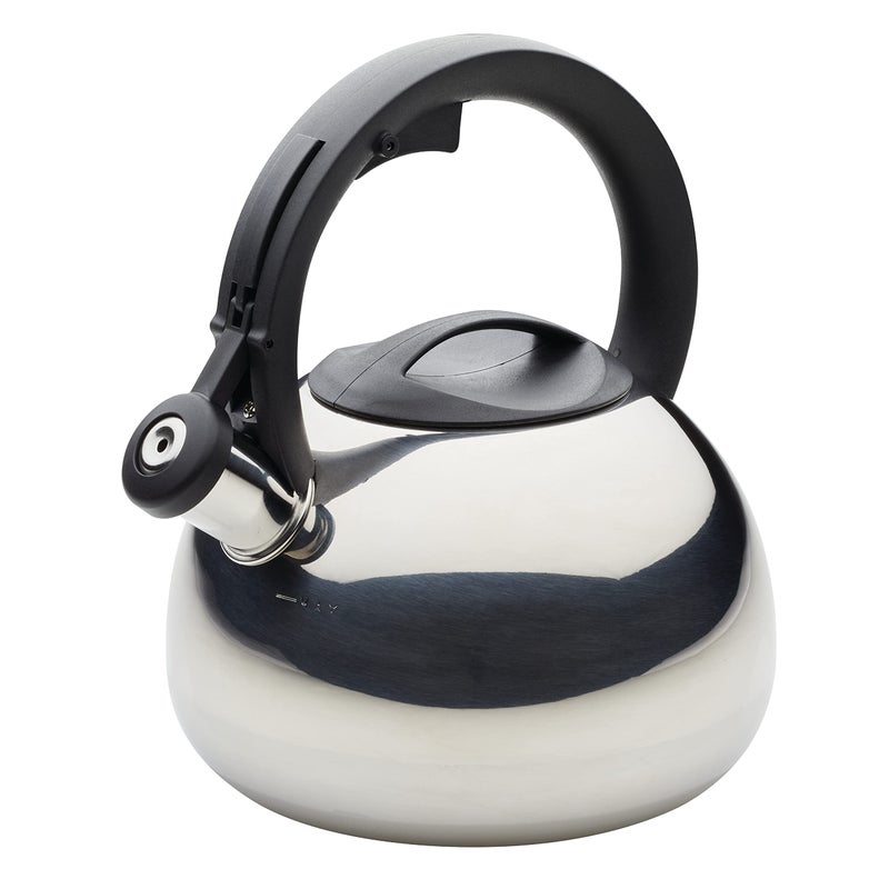 Farberware Teakettles Stainless Steel Egg-Shaped Whistling Tea Kettle, 2.3 Quart, Silver - Image 1
